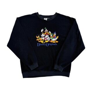 Disney Originals Mickey Mouse Friends Sweatshirt Black Large Crewneck Pullover